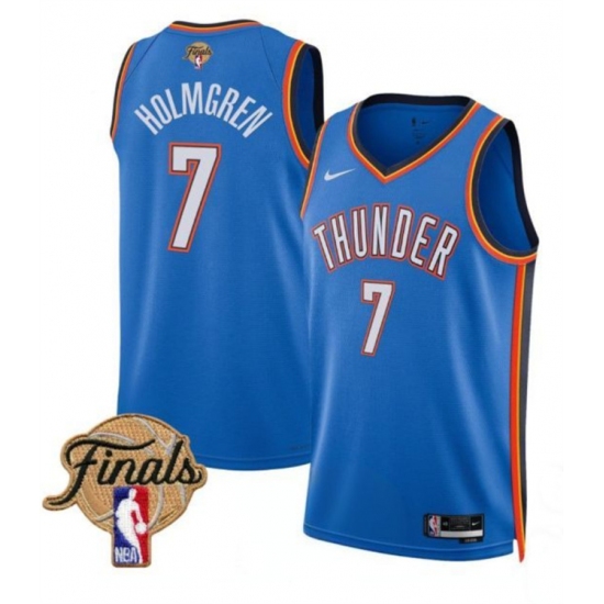 Men's Oklahoma City Thunder #7 Chet Holmgren Blue 2025 Finals Icon Edition Stitched Basketball Jersey - Ujersey