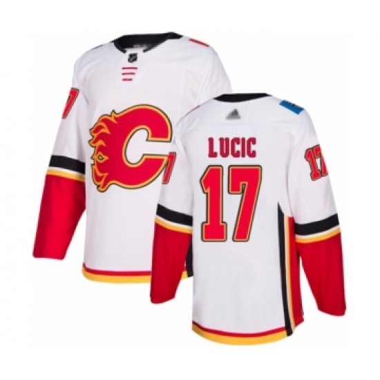 Men's Calgary Flames #17 Milan Lucic Authentic White Away Hockey Jersey - Ujersey