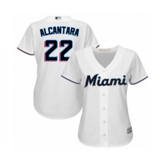 Women's Miami Marlins #22 Sandy Alcantara Authentic White Home Cool Base Baseball Jersey - Ujersey