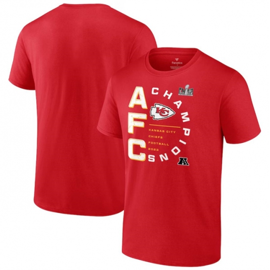 Men's Kansas City Chiefs Red 2023 AFC Champions Right Side Big & Tall T-Shirt - Ujersey
