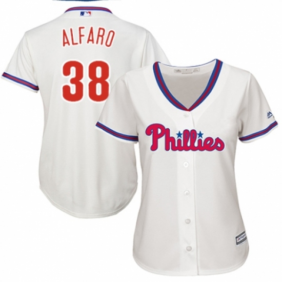 Women's Majestic Philadelphia Phillies #38 Jorge Alfaro Authentic Cream Alternate Cool Base MLB Jersey - Ujersey