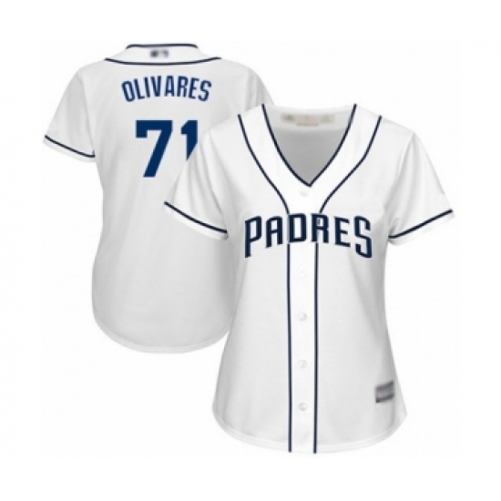 Women's San Diego Padres #71 Edward Olivares Authentic White Home Cool Base Baseball Player Jersey - Ujersey