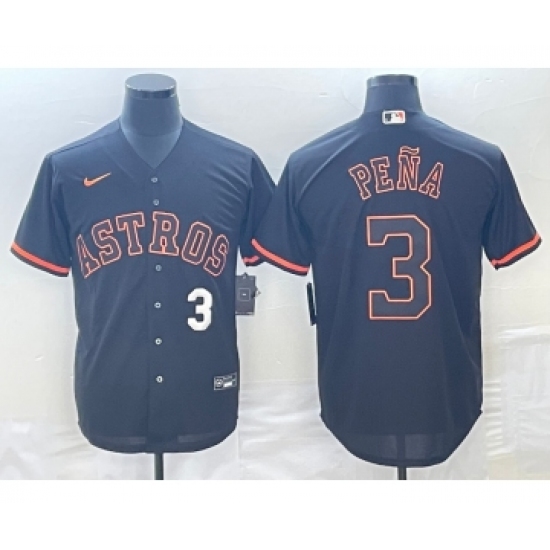 Men's Houston Astros #3 Jeremy Pena Number Lights Out Black Fashion Stitched MLB Cool Base Nike Jerseys - Ujersey