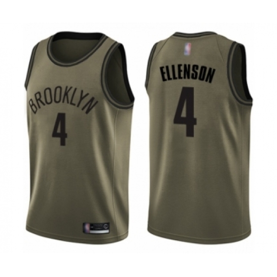 Men's Brooklyn Nets #4 Henry Ellenson Swingman Green Salute to Service Basketball Jersey - Ujersey