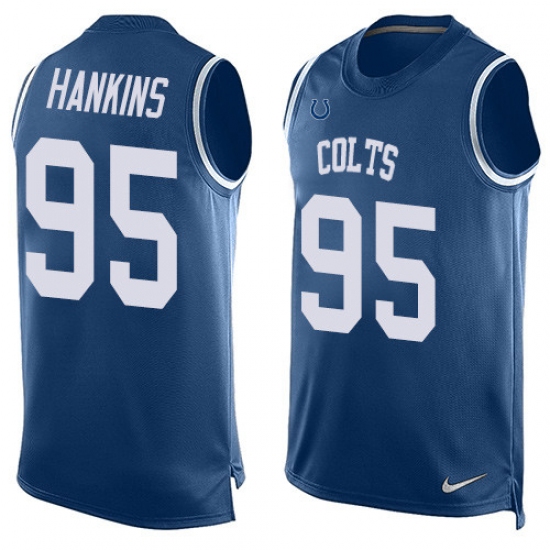 Men's Nike Indianapolis Colts #95 Johnathan Hankins Limited Royal Blue Player Name & Number Tank Top NFL Jersey - Ujersey