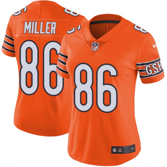 Women's Nike Chicago Bears #86 Zach Miller Limited Orange Rush Vapor Untouchable NFL Jersey - Ujersey