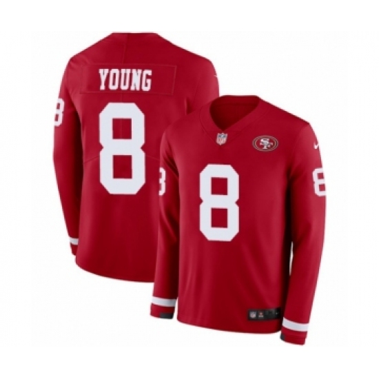 Youth Nike San Francisco 49ers #8 Steve Young Limited Red Therma Long Sleeve NFL Jersey - Ujersey
