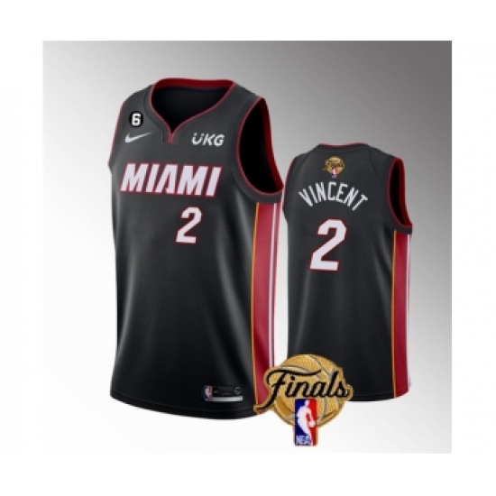 Men's Miami Heat #2 Gabe Vincent Black 2023 Finals Icon Edition With NO.6 Stitched Basketball Jersey - Ujersey