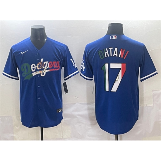 Men's Los Angeles Dodgers #17 Shohei Ohtani Blue Mexico Stitched Jersey - Ujersey