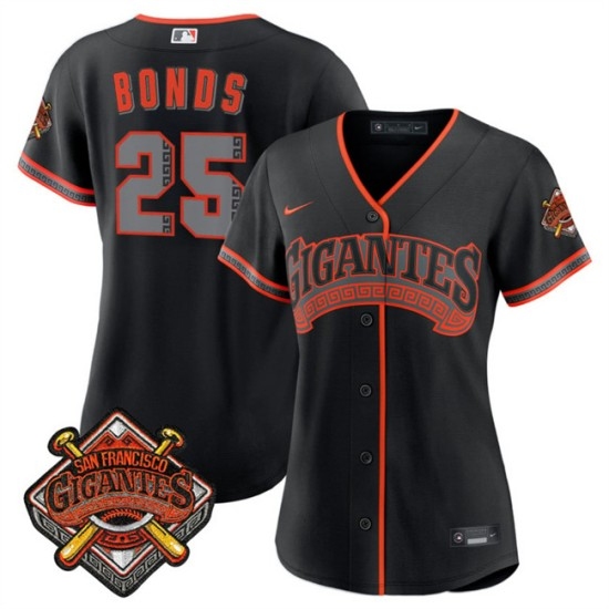 Women's San Francisco Giants #25 Barry Bonds Black 2026 Alternate Stadium Stitched Baseball Jersey(Run Small) - Ujersey