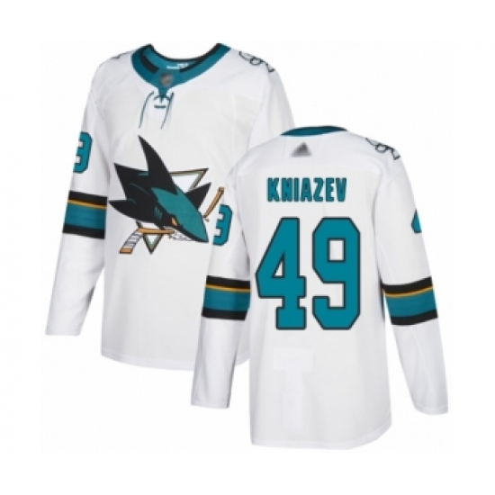 Youth San Jose Sharks #49 Artemi Kniazev Authentic White Away Hockey Jersey