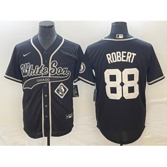 Men's Chicago White Sox #88 Luis Robert Black Cool Base Stitched Baseball Jersey1 - Ujersey