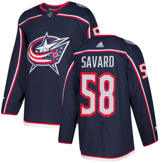 Youth Adidas Columbus Blue Jackets #58 David Savard Authentic Navy Blue Home NHL Jersey - Ujersey