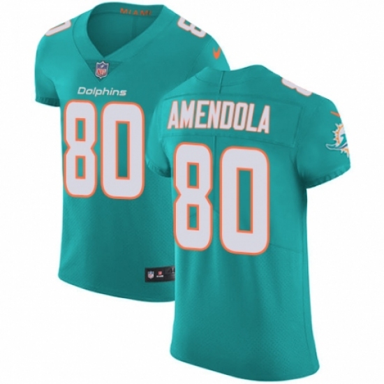 Men's Nike Miami Dolphins #80 Danny Amendola Aqua Green Team Color Vapor Untouchable Elite Player NFL Jersey - Ujersey