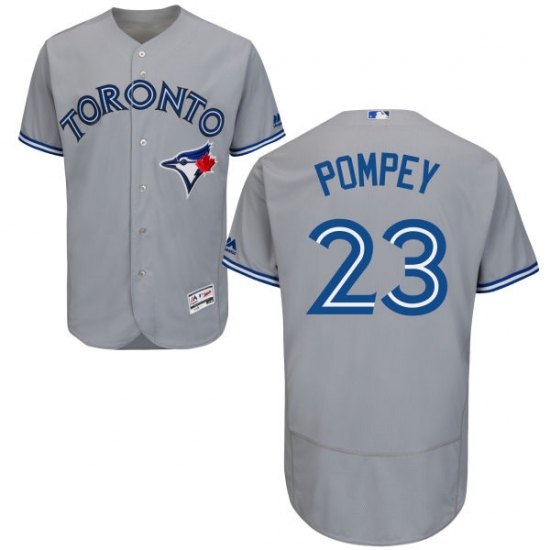 Men's Majestic Toronto Blue Jays #23 Dalton Pompey Grey Road Flex Base Authentic Collection MLB Jersey - Ujersey