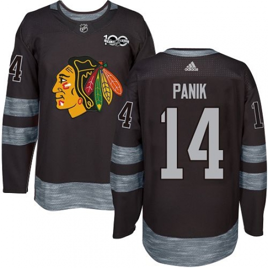 Men's Adidas Chicago Blackhawks #14 Richard Panik Authentic Black 1917-2017 100th Anniversary NHL Jersey - Ujersey
