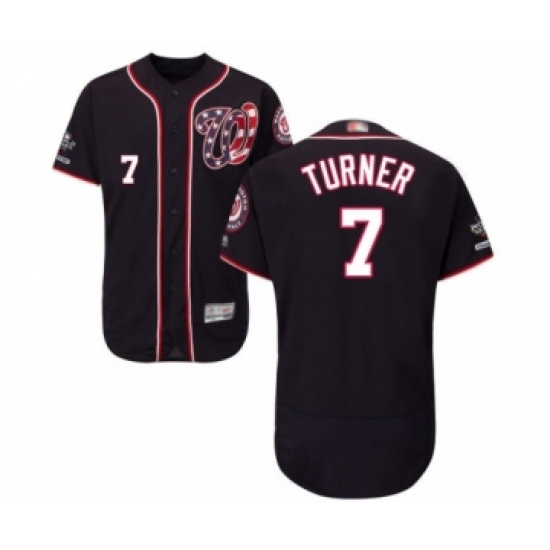 Men's Washington Nationals #7 Trea Turner Navy Blue Alternate Flex Base Authentic Collection 2019 World Series Champions Baseball Jersey - Ujersey