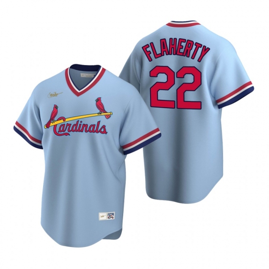 Men's Nike St. Louis Cardinals #22 Jack Flaherty Light Blue Cooperstown Collection Road Stitched Baseball Jersey - Ujersey