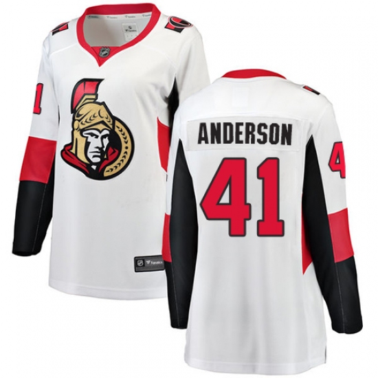 Women's Ottawa Senators #41 Craig Anderson Fanatics Branded White Away Breakaway NHL Jersey - Ujersey