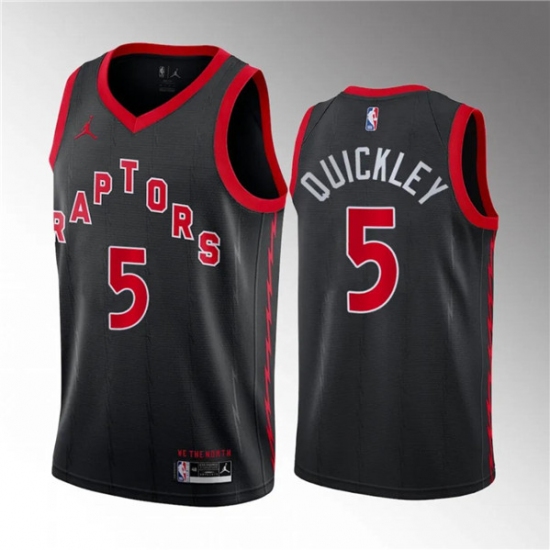 Men's Toronto Raptors #5 Immanuel Quickley Black Statement Edition Stitched Basketball Jersey - Ujersey