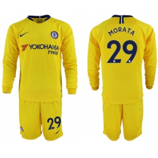 Chelsea #29 Morata Away Long Sleeves Soccer Club Jersey