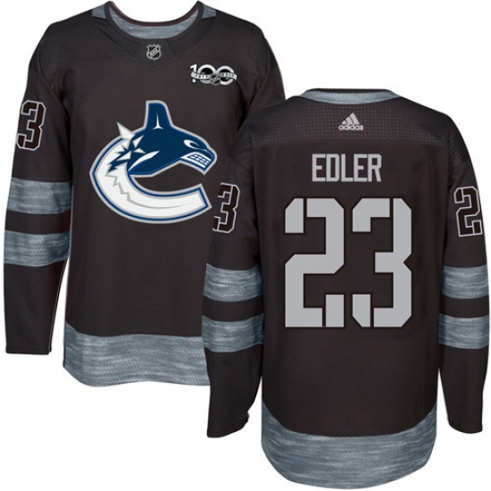 Men's Adidas Vancouver Canucks #23 Alexander Edler Premier Black 1917-2017 100th Anniversary NHL Jersey - Ujersey