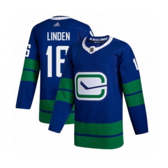 Men's Vancouver Canucks #16 Trevor Linden Authentic Royal Blue Alternate Hockey Jersey - Ujersey
