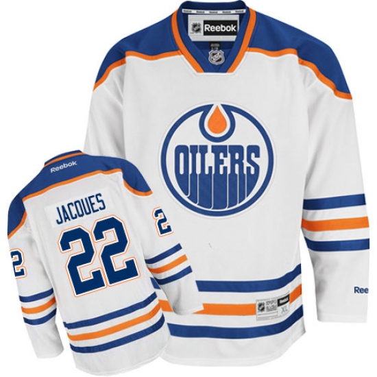 Women's Reebok Edmonton Oilers #22 Jean-Francois Jacques Authentic White Away NHL Jersey - Ujersey