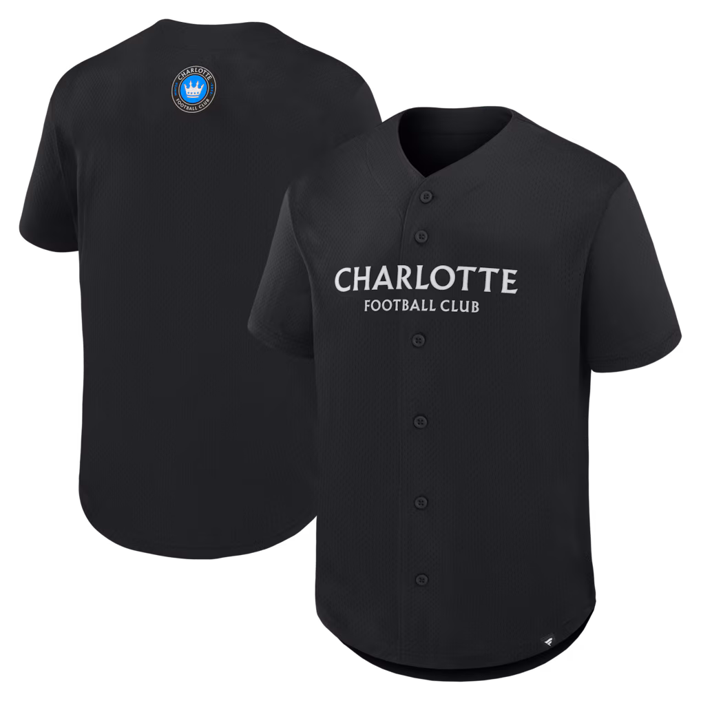 Men's Charlotte FC Fanatics Black Maximum Intensity Button-Up Jersey - ujerseystore