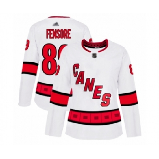 Women's Carolina Hurricanes #89 Domenick Fensore Authentic White Away Hockey Jersey - Ujersey