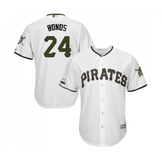Men's Pittsburgh Pirates #24 Barry Bonds Replica White Alternate Cool Base Baseball Jersey