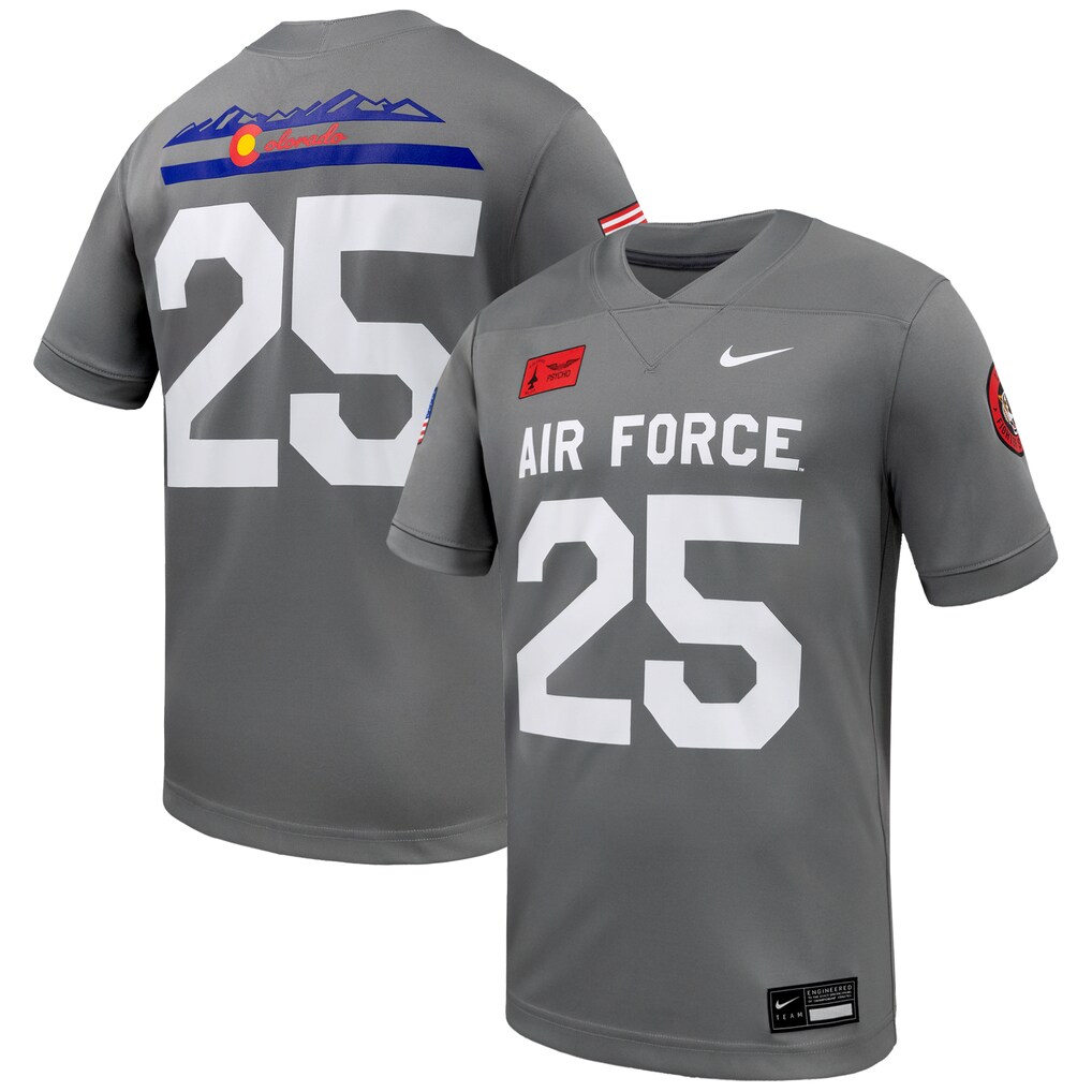 Men's Nike #25 Gray Air Force Falcons APLS Fighting Falcon Collection Game Football Jersey - ujerseystore