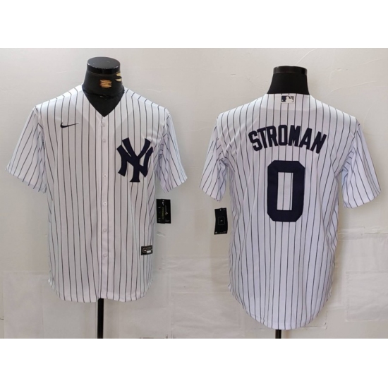Men's New York Yankees #0 Marcus Stroman White Cool Base Stitched Jersey - Ujersey