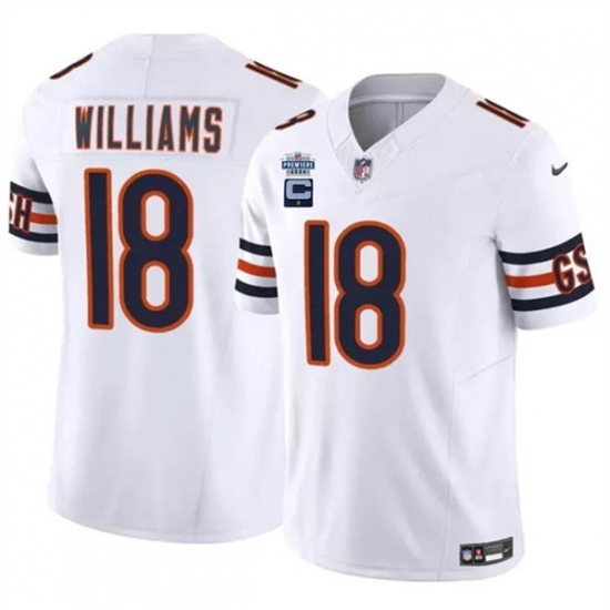 Men's Chicago Bears #18 Caleb Williams White 2024 F.U.S.E. With Draft And 1-star C Patch Vapor Football Stitched Jersey - Ujersey