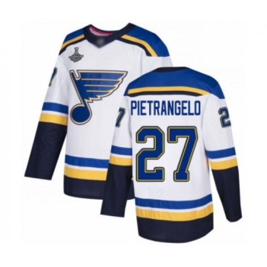 Youth St. Louis Blues #27 Alex Pietrangelo Authentic White Away 2019 Stanley Cup Champions Hockey Jersey - Ujersey