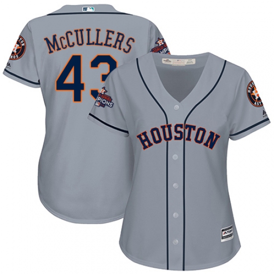 Women's Majestic Houston Astros #43 Lance McCullers Authentic Grey Road 2017 World Series Champions Cool Base MLB Jersey - Ujersey