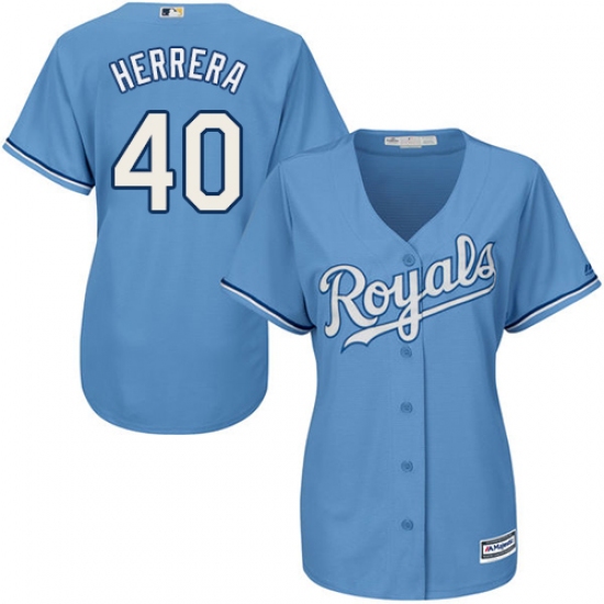 Women's Majestic Kansas City Royals #40 Kelvin Herrera Replica Light Blue Alternate 1 Cool Base MLB Jersey - Ujersey