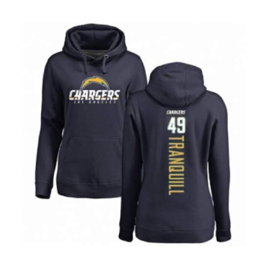 Football Women's Los Angeles Chargers #49 Drue Tranquill Navy Blue Backer Pullover Hoodie