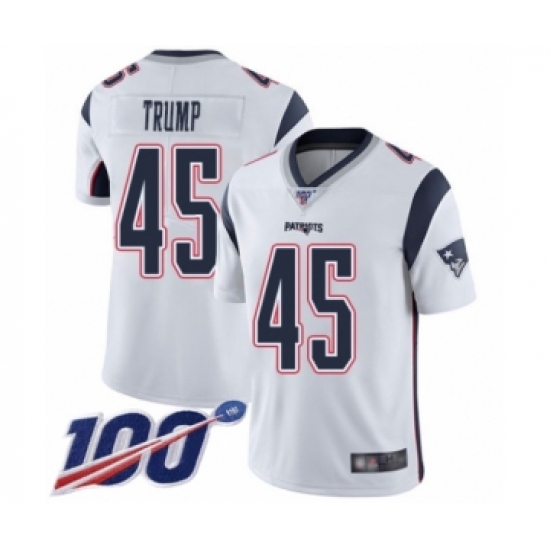 Men's New England Patriots #45 Donald Trump White Vapor Untouchable Limited Player 100th Season Football Jersey - Ujersey