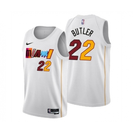 Men's Miami Heat #22 Jimmy Butler 2022-23 White City Edition Stitched Jersey - Ujersey