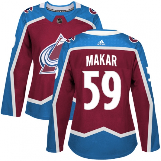 Women's Adidas Colorado Avalanche #59 Cale Makar Authentic Burgundy Red Home NHL Jersey - Ujersey