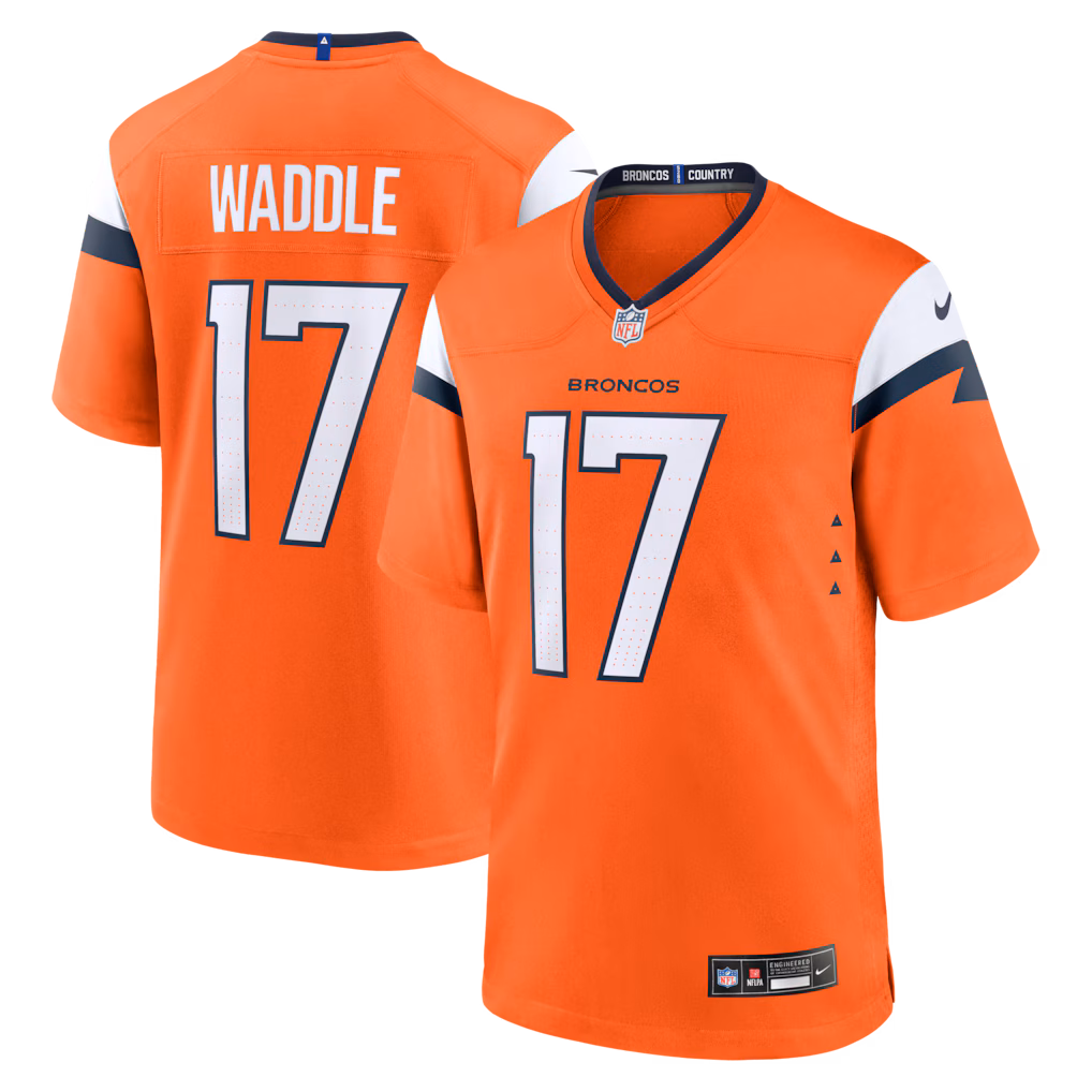 Men's Denver Broncos Jaylen Waddle Nike Orange Game Jersey