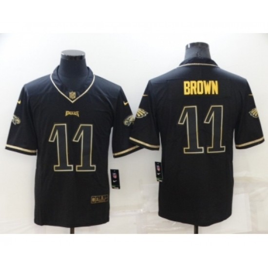 Men's Philadelphia Eagles #11 A. J. Brown Black Golden Edition Stitched NFL Nike Limited Jersey - Ujersey