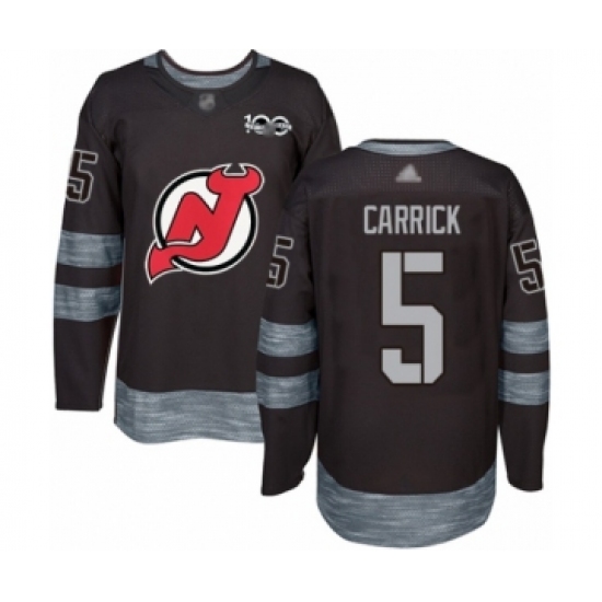 Men's New Jersey Devils #5 Connor Carrick Authentic Black 1917-2017 100th Anniversary Hockey Jersey - Ujersey