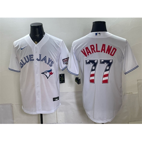 Men's Toronto Blue Jays #77 Louis Varland White 2026 USA 250 Fourth of July Stitched Baseball Jersey - Ujersey