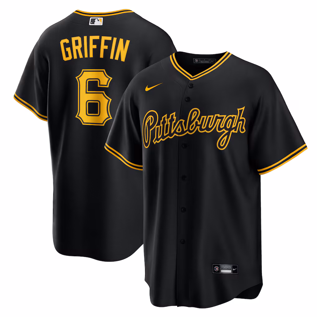 Men's Pittsburgh Pirates Konnor Griffin Nike Black Alternate Replica Jersey - Ujersey