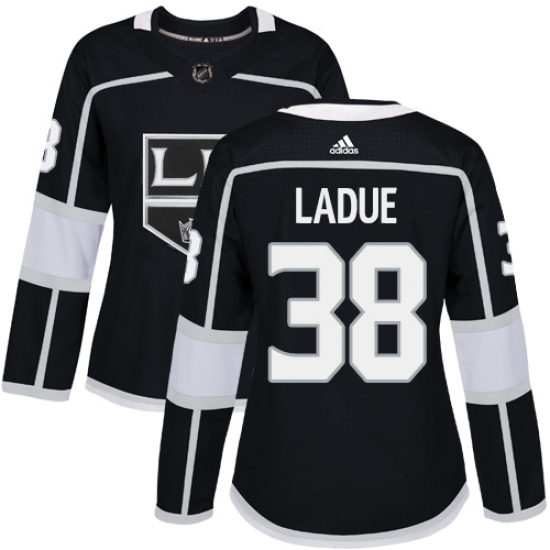 Women's Adidas Los Angeles Kings #38 Paul LaDue Authentic Black Home NHL Jersey - Ujersey