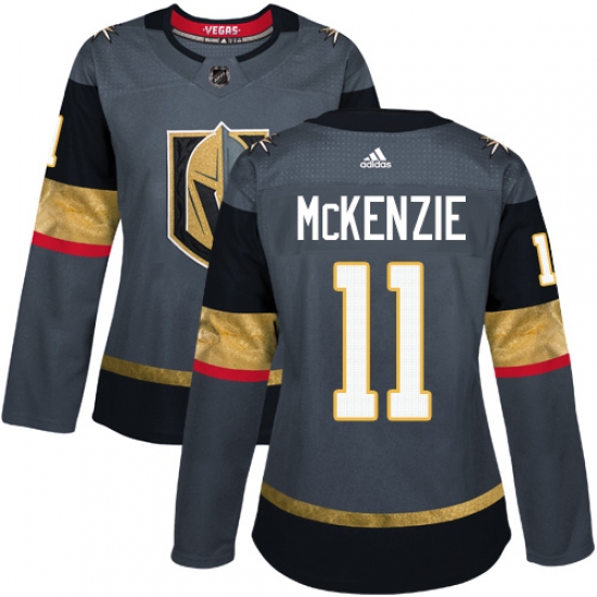 Women's Adidas Vegas Golden Knights #11 Curtis McKenzie Authentic Gray Home NHL Jersey - Ujersey