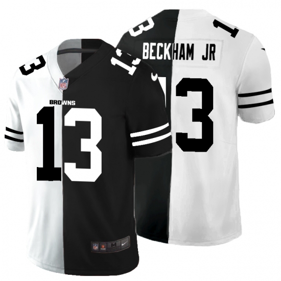 Men's Cleveland Browns #13 Odell Beckham Jr. Black White Limited Split Fashion Football Jersey - Ujersey