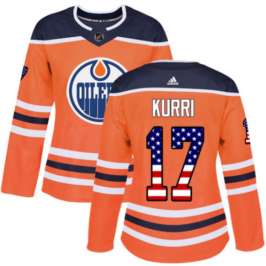 Women's Adidas Edmonton Oilers #17 Jari Kurri Authentic Orange USA Flag Fashion NHL Jersey - Ujersey